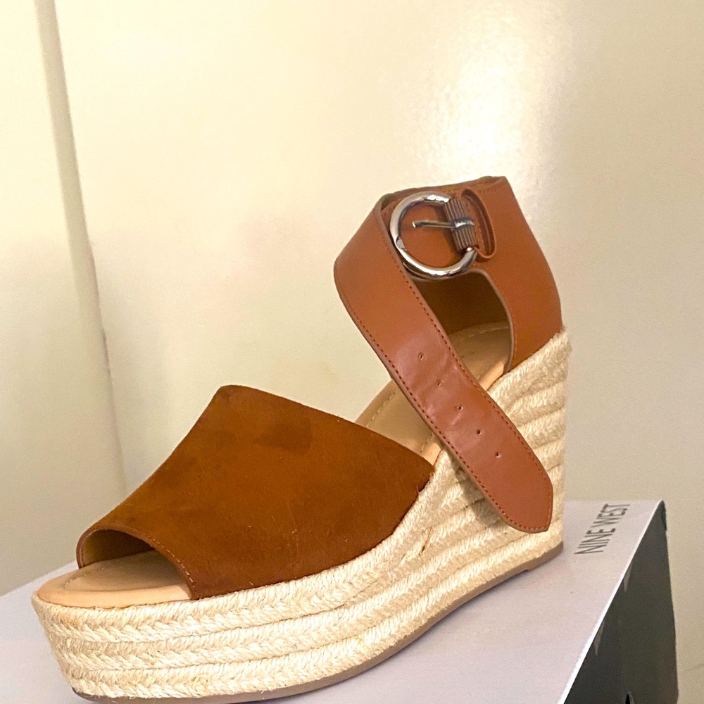 Nine West Brown Wedge Sandals